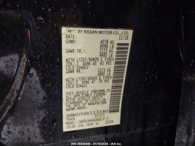 1N6BA1F43KN513140 Nissan Titan Xd Sl Diesel