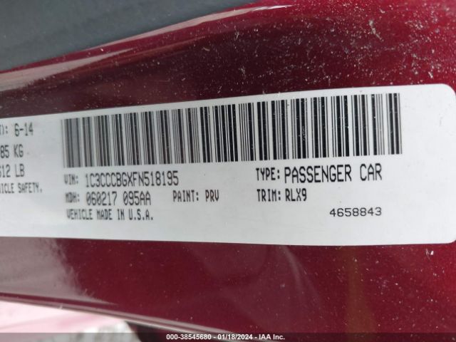 1C3CCCBGXFN518195 Chrysler 200 S