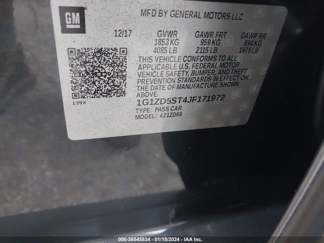 Chevrolet MALIBU LT 2018 1G1ZD5ST4JF171972 Image 9