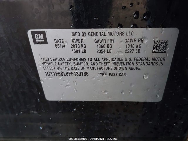 Chevrolet Malibu 1lz 2015 1G11F5SL8FF139766 Image 9