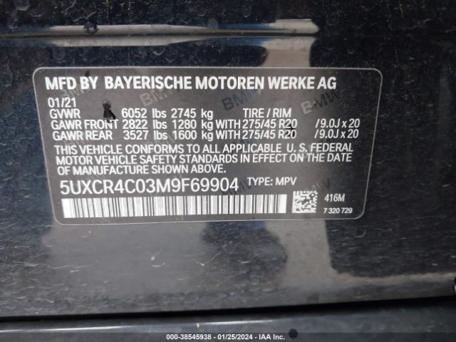 5UXCR4C03M9F69904 BMW X5 Sdrive40i