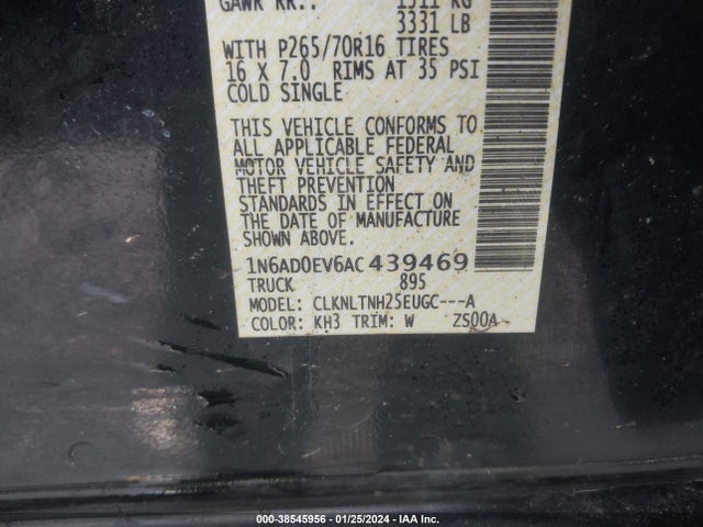 2010 NISSAN FRONTIER SE VIN: 1N6AD0EV6AC439469