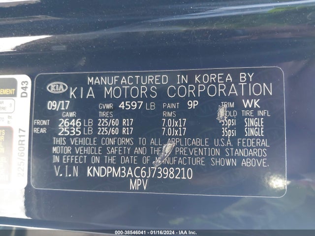 KIA Sportage Lx 2018 KNDPM3AC6J7398210 Image 9