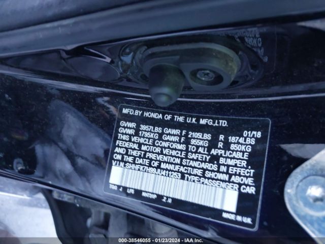 SHHFK7H99JU411253 Honda Civic Sport Touring