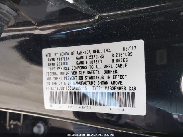 19UUB1F55JA005115 Acura Tlx Tech Pkg