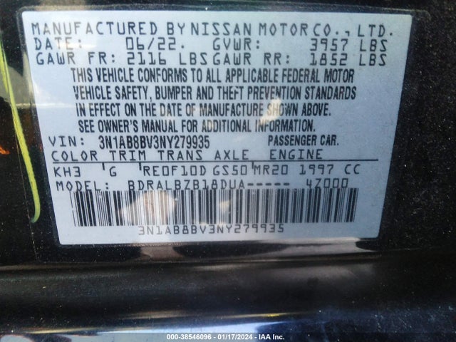 Nissan Sentra S Xtronic Cvt 2022 3N1AB8BV3NY279935 Image 9