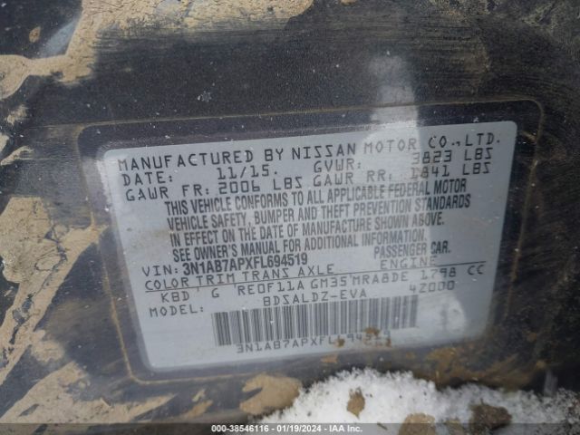 3N1AB7APXFL694519 Nissan SENTRA SV
