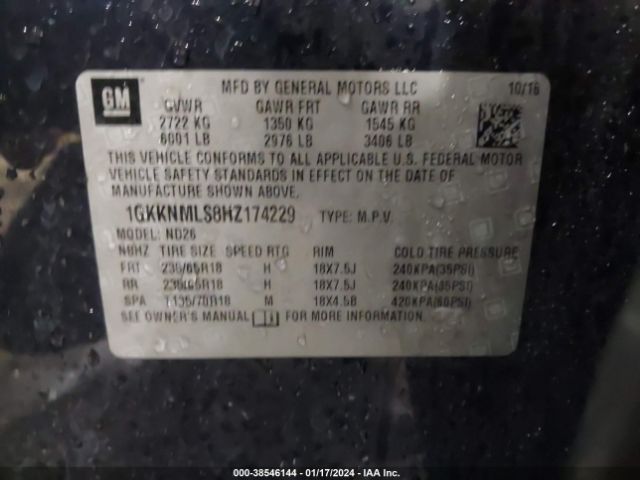 1GKKNMLS8HZ174229 GMC Acadia Slt-1