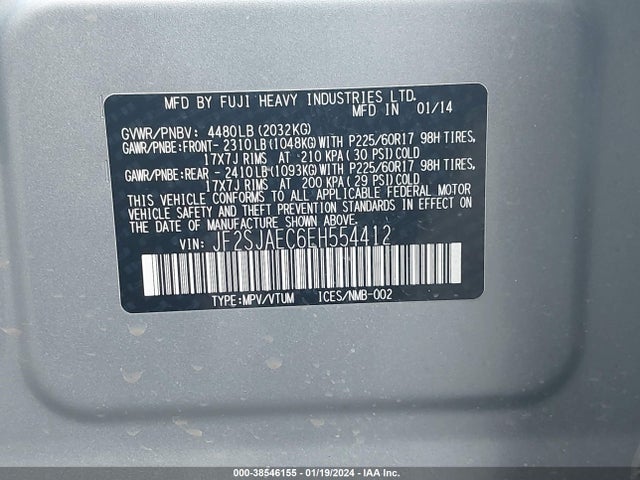 JF2SJAEC6EH554412 Subaru Forester 2.5i Premium