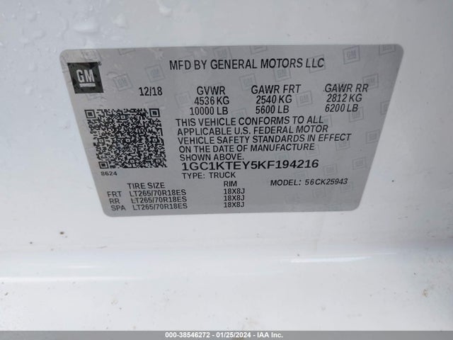 Chevrolet Silverado 2500hd Ltz 2019 1GC1KTEY5KF194216 Image 9