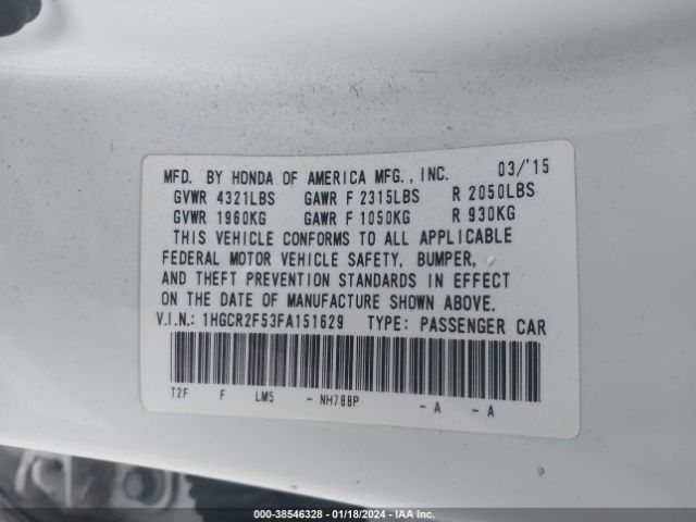 1HGCR2F53FA151629 Honda Accord Sport