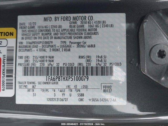 Ford Mustang Ecoboost Premium Fastback 2023 1FA6P8THXP5100079 Image 9