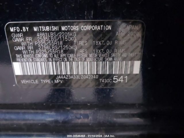 JA4AZ3A33LZ042340 Mitsubishi Outlander Es 2.4 S-awc