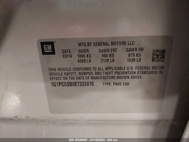 Chevrolet Cruze 1lt Auto 2014 1G1PC5SB0E7333016 Image 9