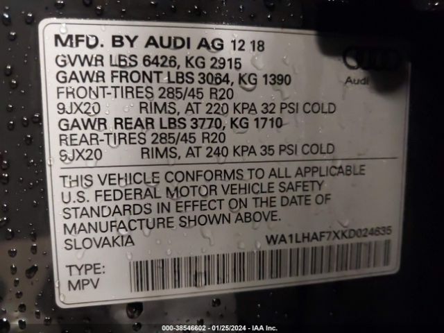 2019 AUDI Q7 WA1LHAF7XKD024635 Photo 8