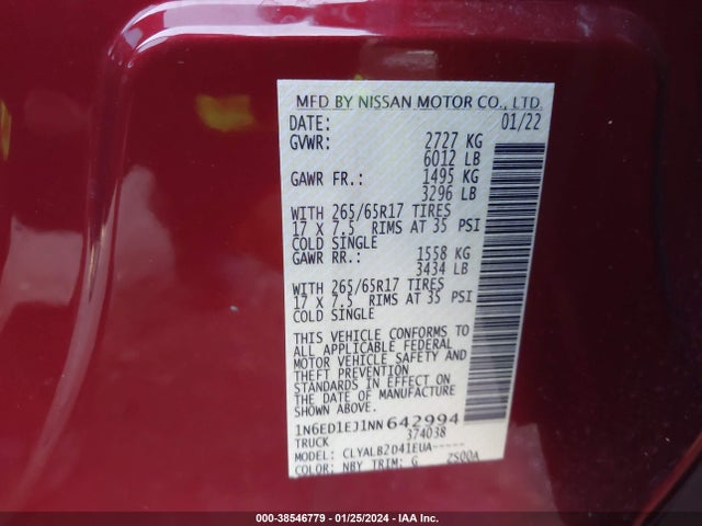 Nissan Frontier Sv 4x2 2022 1N6ED1EJ1NN642994 Image 9