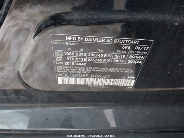WDCTG4GB5JJ406529 Mercedes-Benz Gla 250 4matic