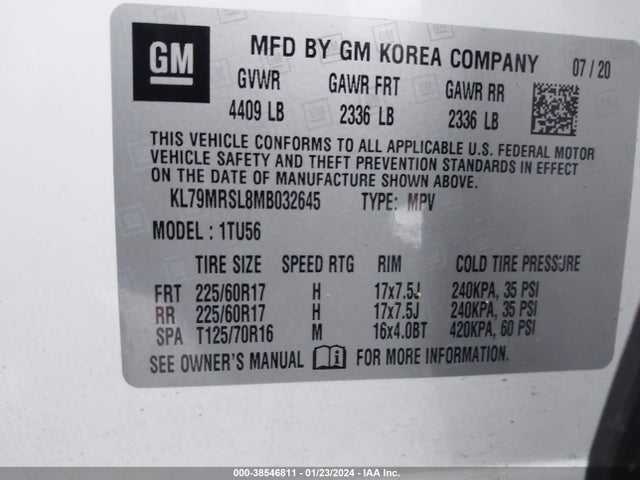Chevrolet Trailblazer Awd Lt 2021 KL79MRSL8MB032645 Image 9
