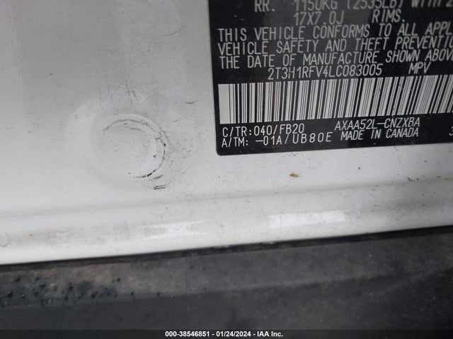2020 TOYOTA RAV4 LE VIN: 2T3H1RFV4LC083005