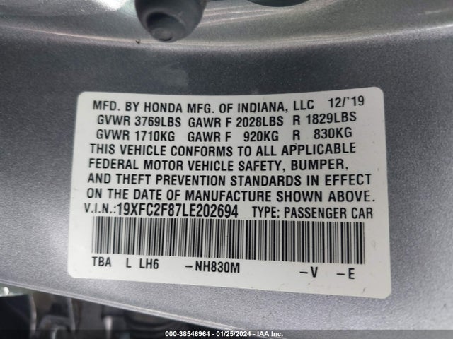 Honda Civic Sport 2020 19XFC2F87LE202694 Image 9