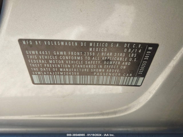 3VWLA7AJ2FM204358 Volkswagen Jetta 2.0l Tdi Se