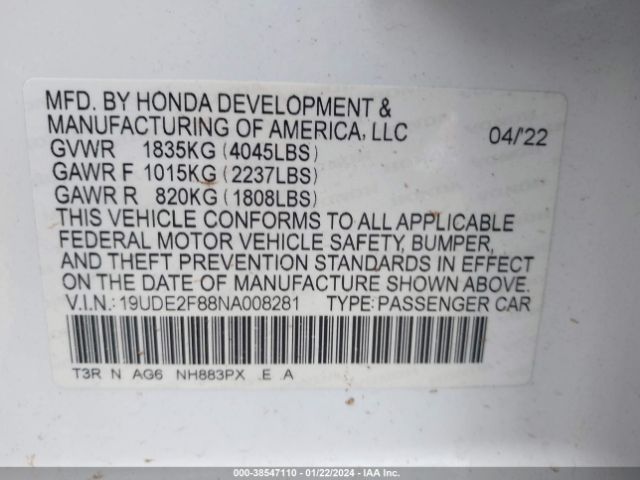 19UDE2F88NA008281 Acura Ilx Premium   A-spec Packages/technology   A-spec Packages