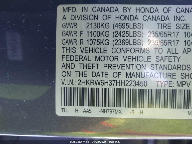 Honda CR-V LX 2017 2HKRW6H37HH223450 Image 9