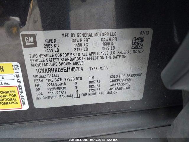 Chevrolet Traverse 2lt 2014 1GNKRHKD5EJ145704 Image 9