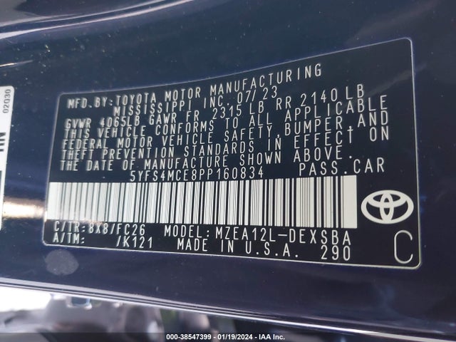 Toyota COROLLA SE 2023 5YFS4MCE8PP160834 Image 9