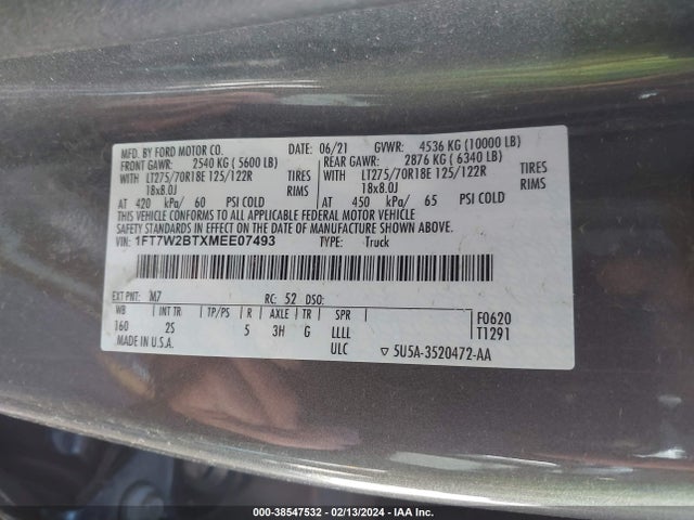 Ford F-250 Xlt 2021 1FT7W2BTXMEE07493 Image 9