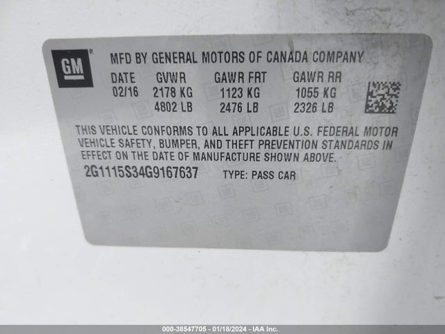 Chevrolet Impala 2lt 2016 2G1115S34G9167637 Image 9