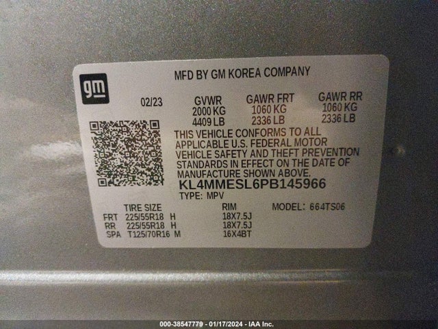KL4MMESL6PB145966 Buick Encore Gx Select Awd