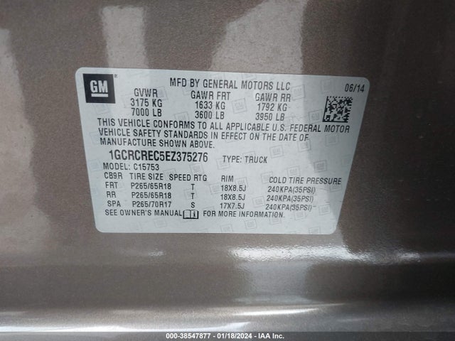 Chevrolet Silverado 1500 1lt 2014 1GCRCREC5EZ375276 Image 9