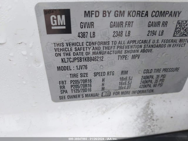 Chevrolet Trax Lt 2019 KL7CJPSB1KB946212 Image 9
