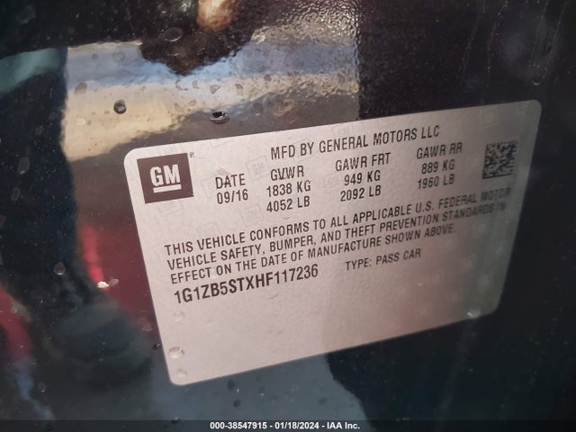 Chevrolet MALIBU LS 2017 1G1ZB5STXHF117236 Image 9