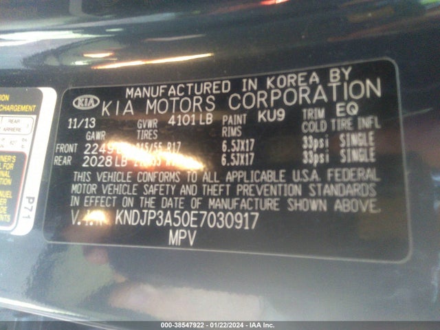 KIA SOUL + 2014 KNDJP3A50E7030917 Image 9