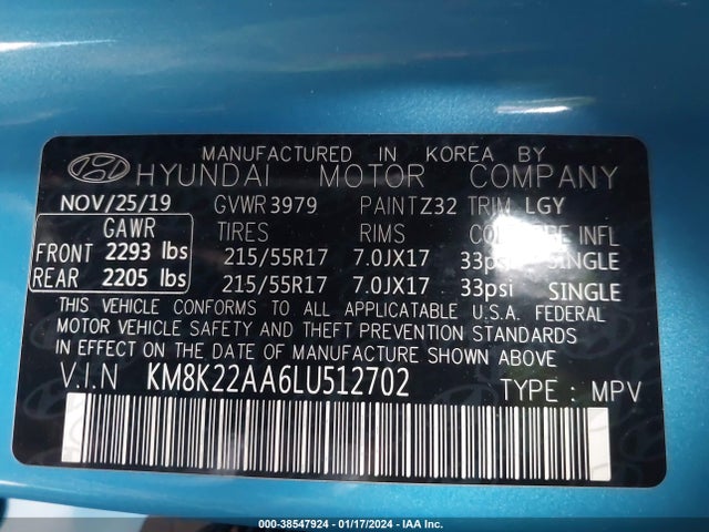 Hyundai Kona Sel 2020 KM8K22AA6LU512702 Image 9