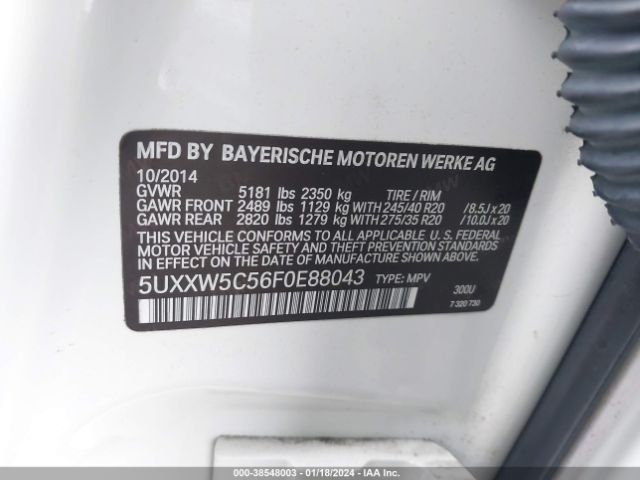 5UXXW5C56F0E88043 BMW X4 Xdrive35i