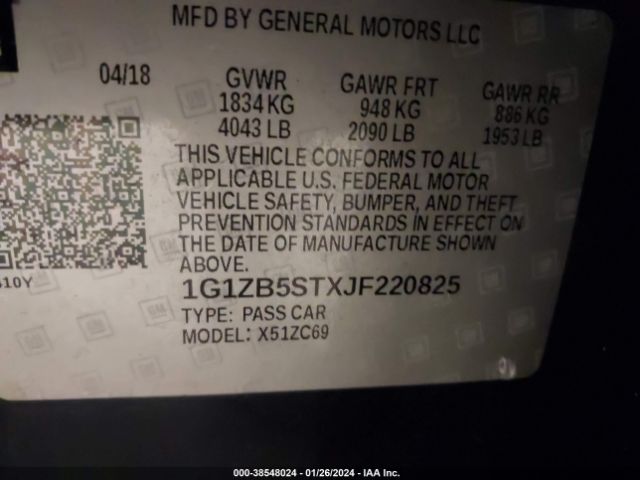 1G1ZB5STXJF220825 Chevrolet Malibu 1ls