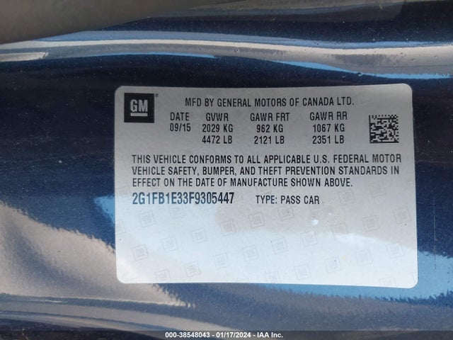 Chevrolet Camaro 2ls 2015 2G1FB1E33F9305447 Image 9