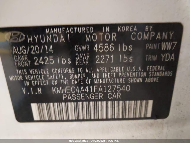Hyundai SONATA HYBRID 2015 KMHEC4A41FA127540 Image 9