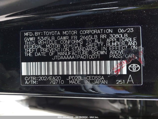 Toyota Mirai Xle 2023 JTDAAAAA1PA010071 Image 9