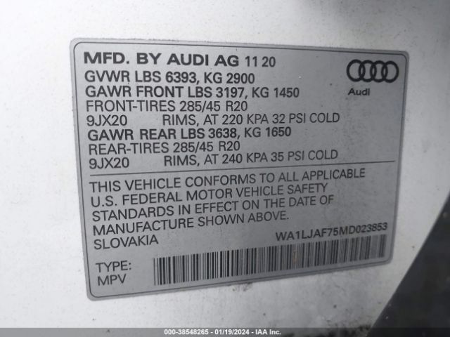 2021 AUDI Q7 WA1LJAF75MD023853 Photo 8