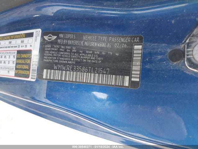 2006 MINI COOPER S WMWRE33586TL21547 Photo 8