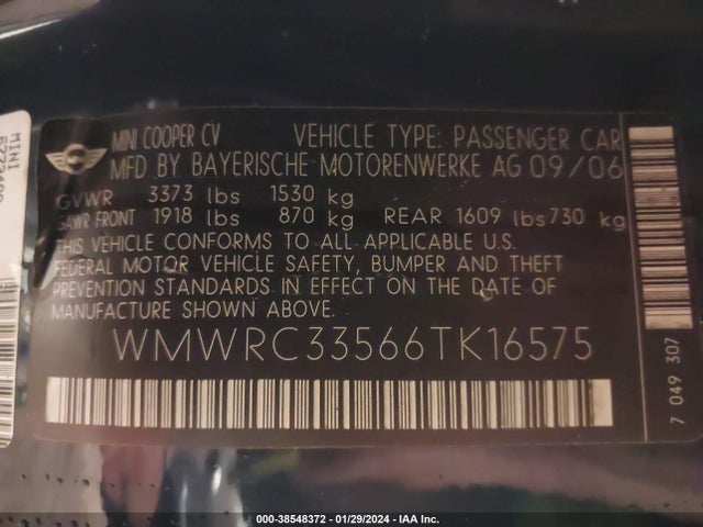 2006 MINI COOPER WMWRC33566TK16575 Photo 8