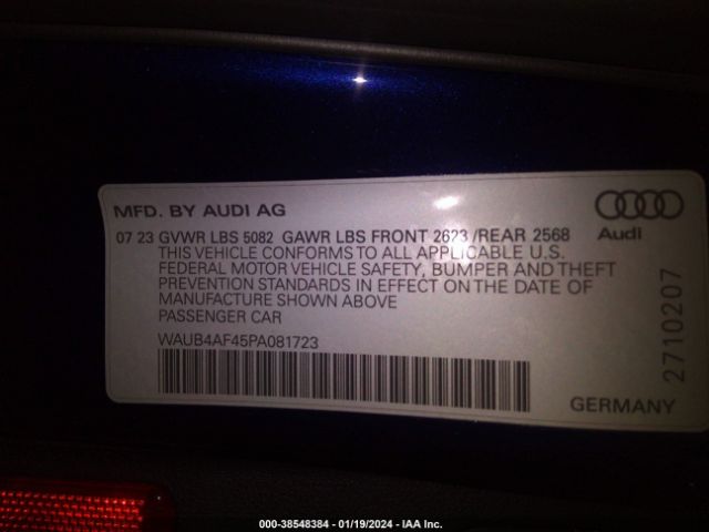 WAUB4AF45PA081723 Audi S4 Premium Plus Tfsi Quattro Tiptronic