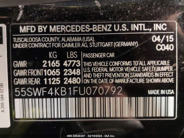 55SWF4KB1FU070792 Mercedes-Benz C 300 4matic/luxury 4matic/sport 4matic