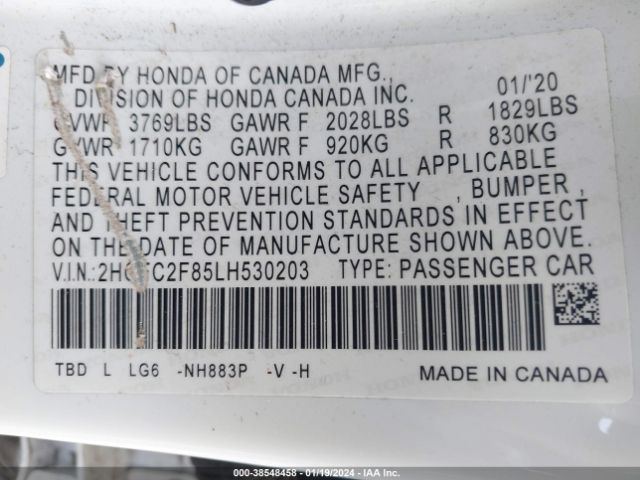 2HGFC2F85LH530203 Honda Civic Sport