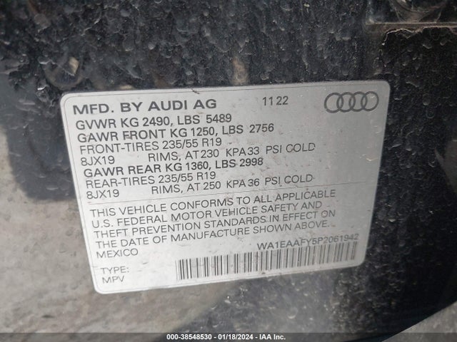 WA1EAAFY5P2061942 Audi Q5 Premium Plus 45 Tfsi S Line Quattro