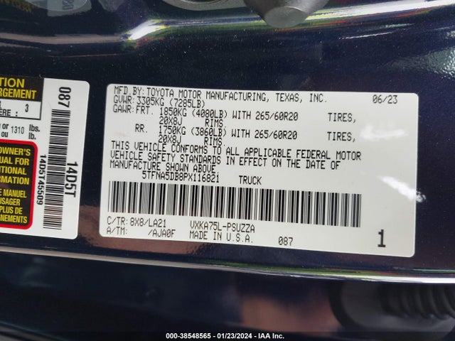 Toyota Tundra Platinum 2023 5TFNA5DB8PX116821 Image 9